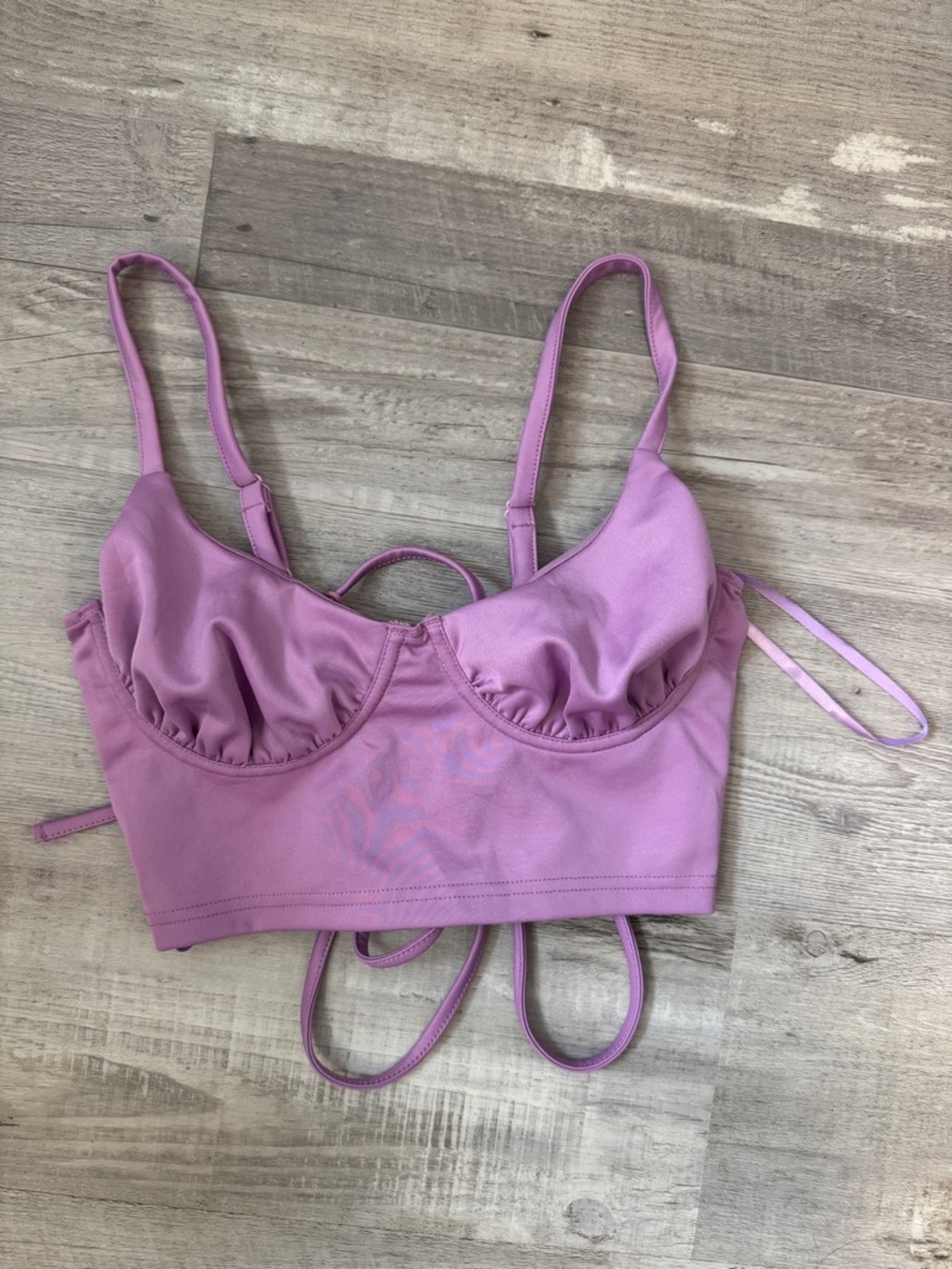 Forever 21 Lavender Lace-Up Longline Bralette